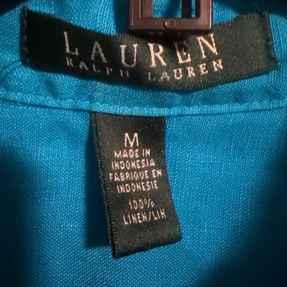 Lauren Ralph Lauren 100% linen women's long roll tab sleeve shirt Sz M - Picture 8 of 10